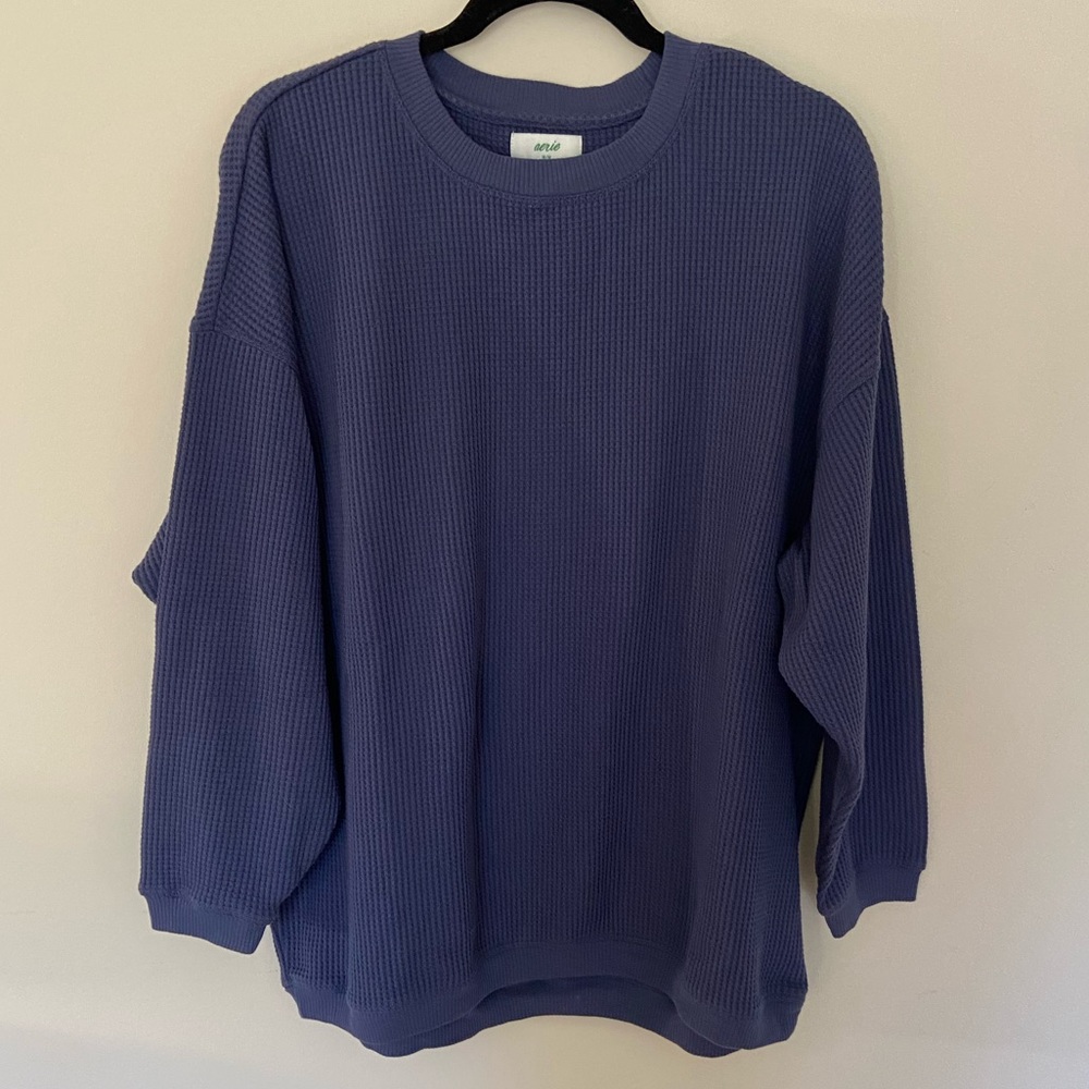 Aerie Waffle Fleece Oversized Sweatshirt - Fresh Bright